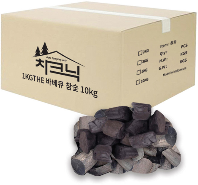 1KGTHE 캠핑용 바비큐 참숯, 10kg, 1개
