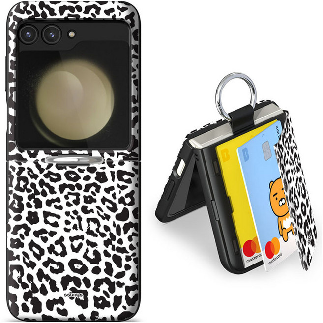 쏭스디자인 마그네틱 도어범퍼 카드 2p 수납형 컬러풀 패턴 링 휴대폰 케이스