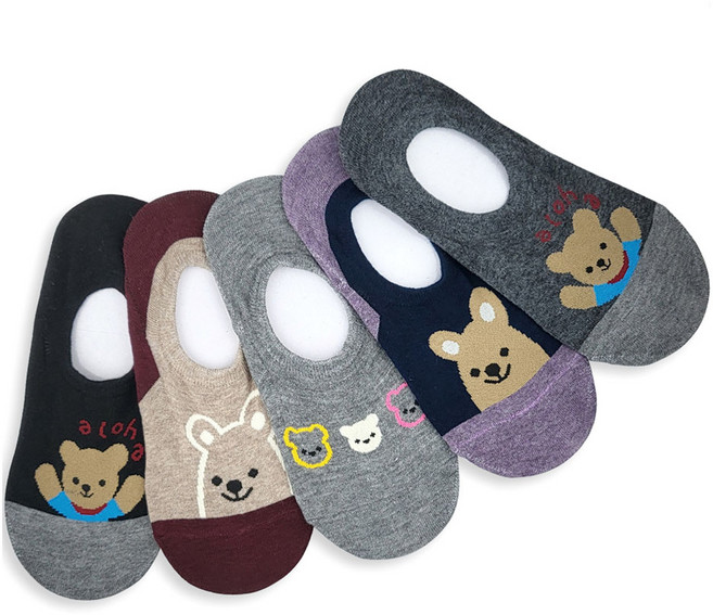 컬러매치 여성용 곰이 양말덧신 5종세트