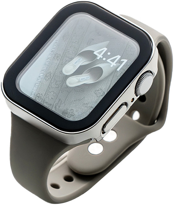 누아트 애플워치 프레임 풀커버 하드 케이스, 실버, 1개