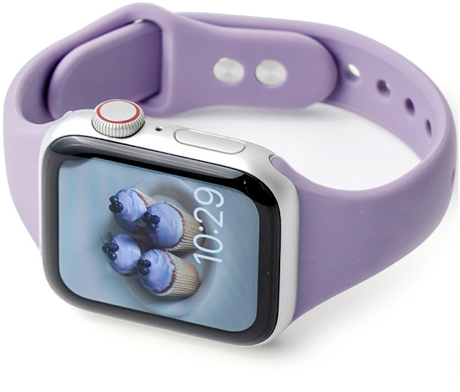 누아트 애플워치 호환 더블버클 슬림 실리콘 스트랩 밴드, 라벤더, 1개