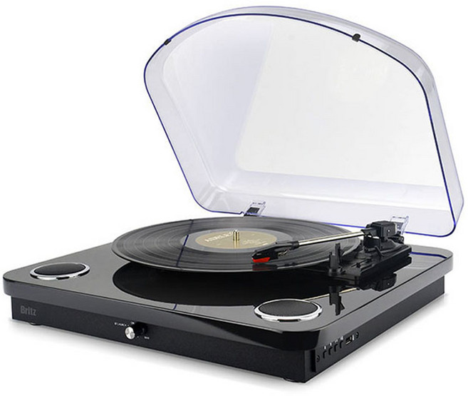 브리츠 올인원 턴테이블 오디오 블루투스 스피커, BZ-TP090SNT, 블랙