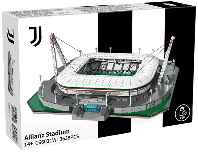 바니랜드 유벤투스 알리안츠 스타디움 레고호환블럭 C66021W 3638p, 혼합색상, 1개