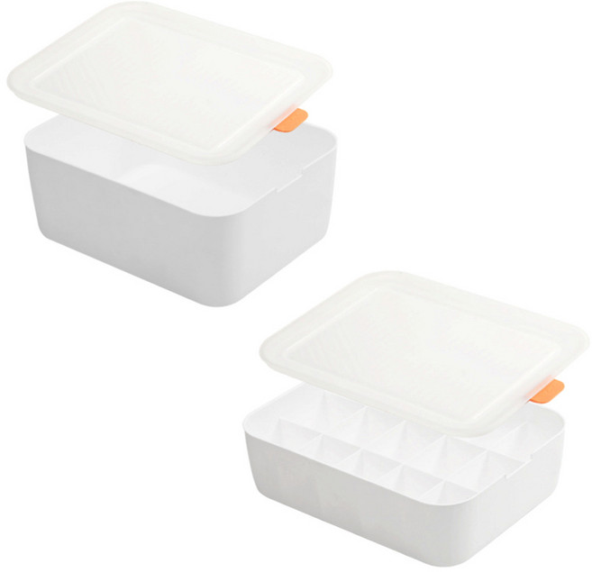 주앤지 속옷 양말 수납 정리함 서랍장 칸막이 칸칸이 정리 보관함 1칸 + 15칸 2종 세트, 화이트, 1세트