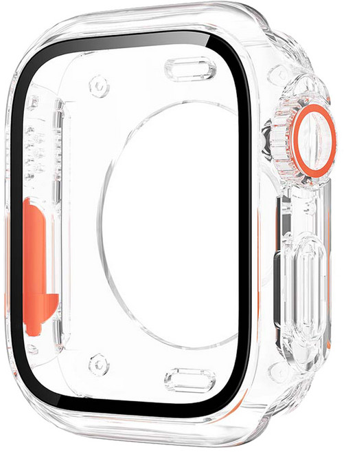 젤센 애플워치 울트라 변신 풀커버 일체형 9H 강화유리 케이스 44mm, 투명, 1개