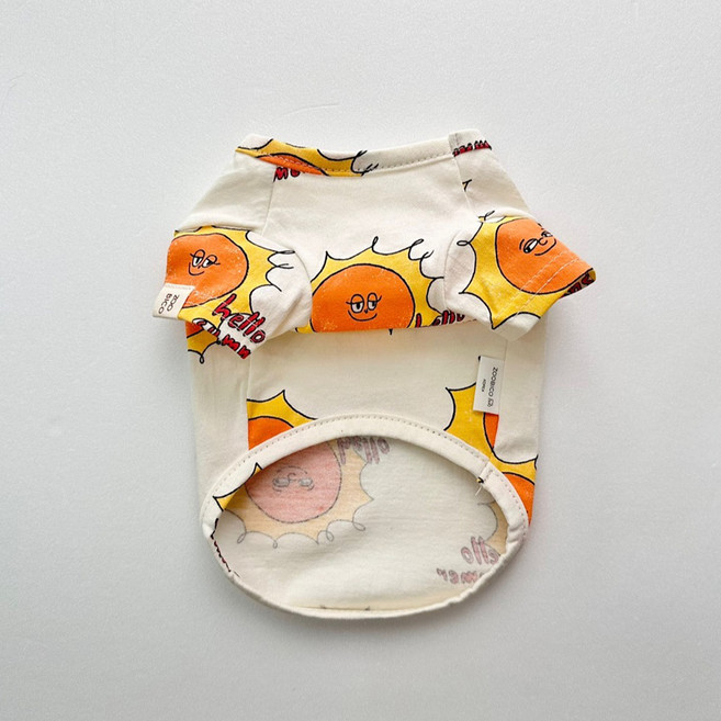 쥬비코 반려동물 싱글 기본 티셔츠, 햇님, 1개