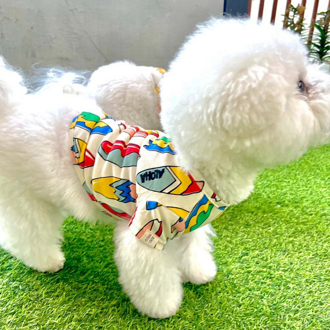 쥬비코 반려동물 싱글 기본 티셔츠, 서핑, 1개