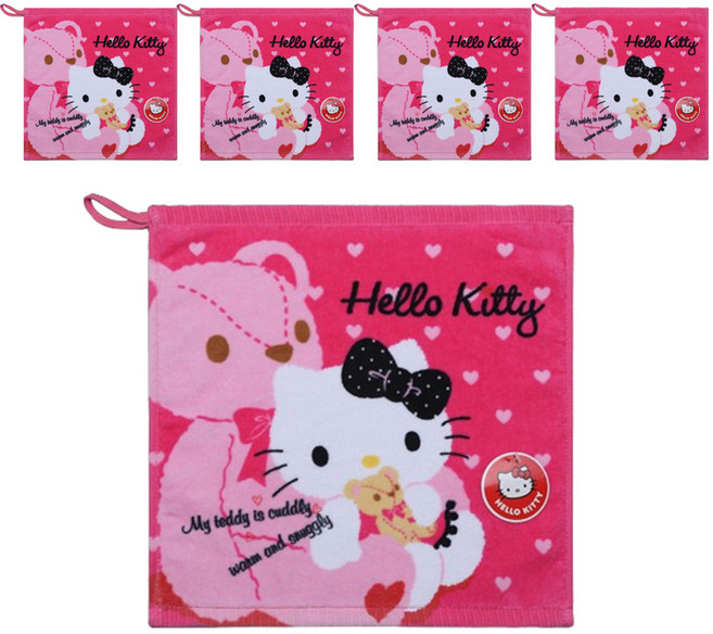 영신타올 코튼뷰 헬로키티 주방 핸드타올 31 x 31 cm, 베어, 5개