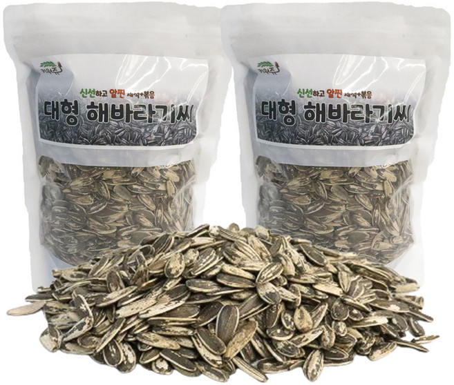 키워쥬 조류용 신선하고 알찐 세척 + 볶음 대형 해바라기씨, 500g, 2개