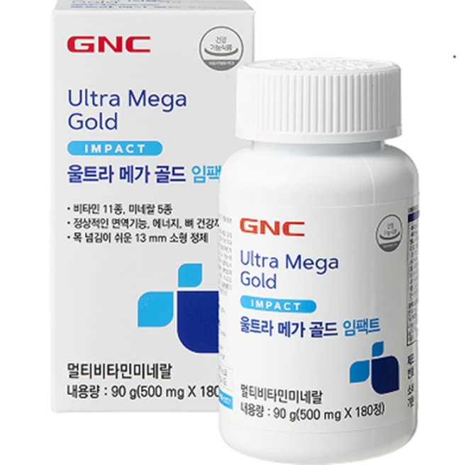GNC 울트라 메가 골드 임팩트 90g, 180정, 1개 - 쿠팡
