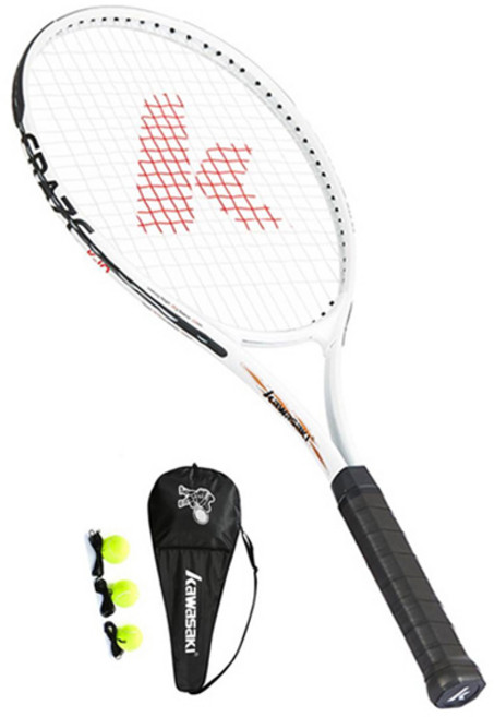가와사키 테니스라켓 CRAZE K-10 + 공 3p 세트, WHITE, 1세트