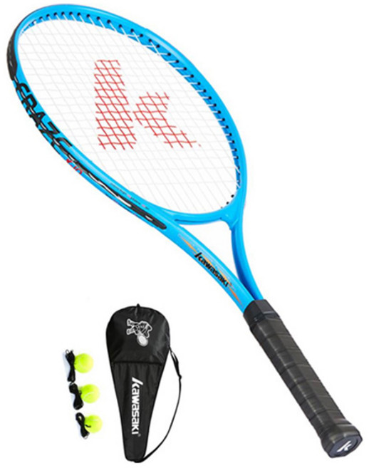 가와사키 테니스라켓 + 공 3p 세트 CRAZE K-10, BLUE, 1세트