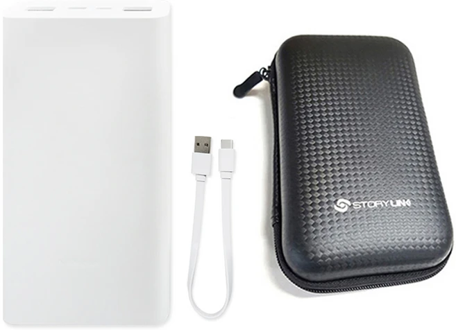 샤오미 7세대 22.5W 대용량 초고속 충전 C타입 휴대용 보조배터리 20000mAh + 스토리링크 + 파우치 세트, 화이트(보조배터리), PB2022ZM