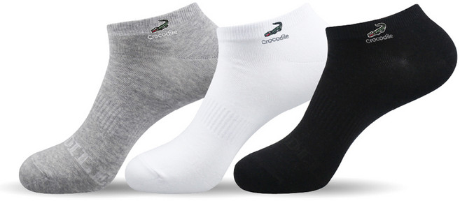 크로커다일 자수 스탠다드 스니커즈 양말 3족 세트 CD227/CD229
