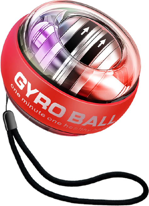 130BPM 陀螺儀球 握力器 前臂 手腕運動 LED, 1個, 紅色