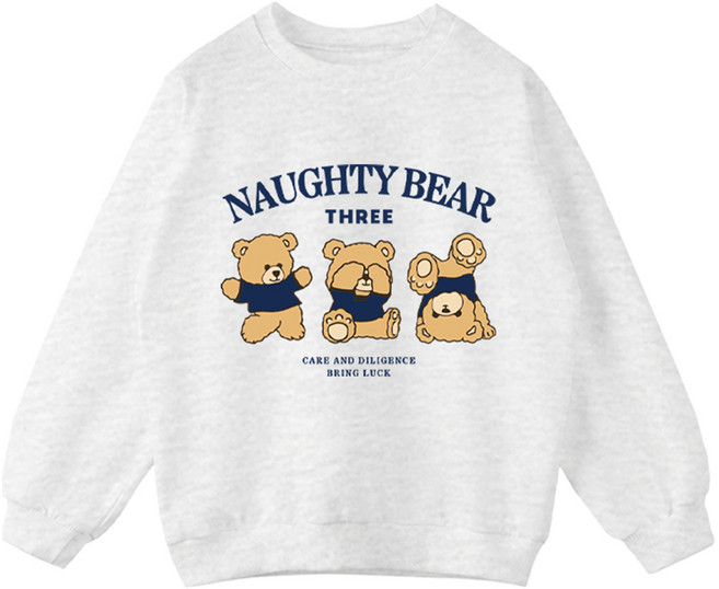 제니 주니어 오버핏 쓰리베어 맨투맨 JN1030M