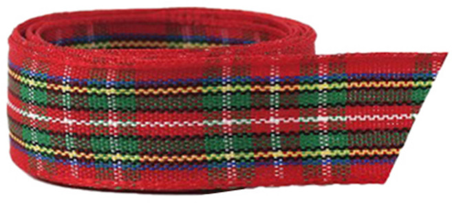 클래식 레드체크 리본 16mm, 혼합색상, 4m