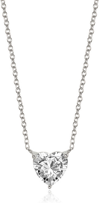 SEMI JEWELRY 女款 925純銀 愛心繫列 莫桑石項鍊 + 購物袋組合