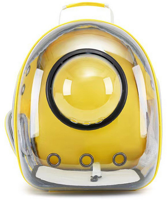 고양이 투명 외출 이동 가방, 옐로우, 1개