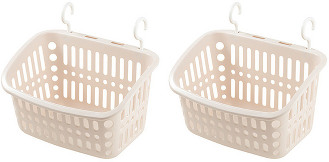 행복앤 걸이식 수납 다용도 바구니, 아이보리, 2개