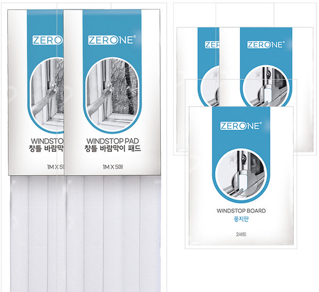 ZERONE 창틀 바람막이 패드2p + 풍지판 상하 3P 세트, 1세트