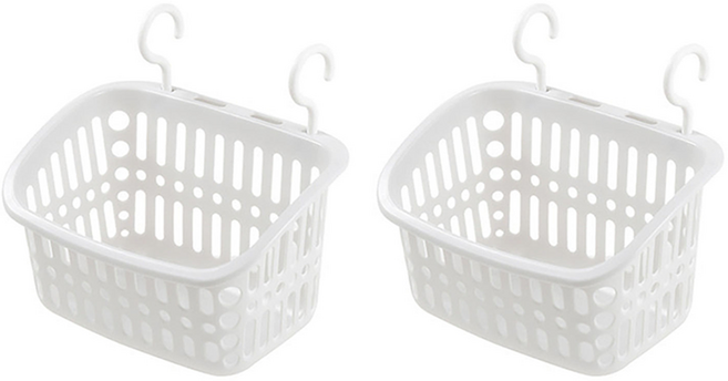 행복앤 걸이식 수납 다용도 바구니, 화이트, 2개