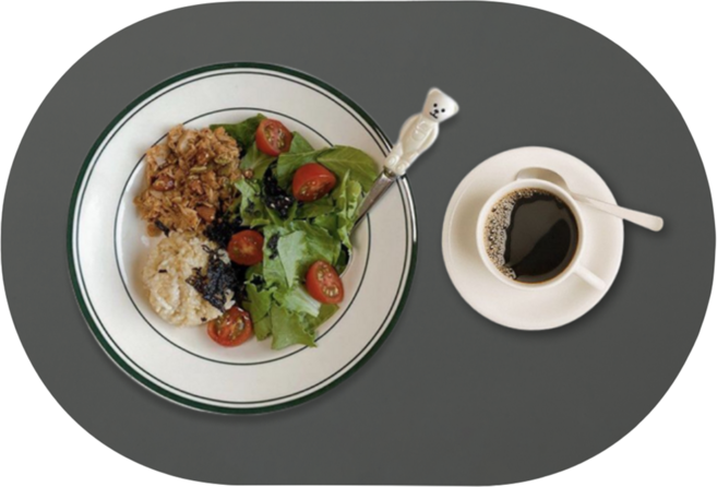 디아르 플래티넘 실리콘 방수 플레인 식탁매트, 차콜그레이, 43 x 29.5 cm, 1개