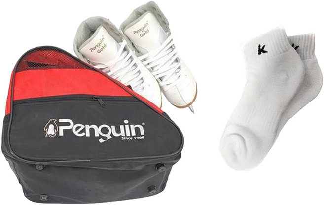 피겨 빙상용 스케이트 F600-GOLD + 스포츠 양말 세트, 화이트, 240