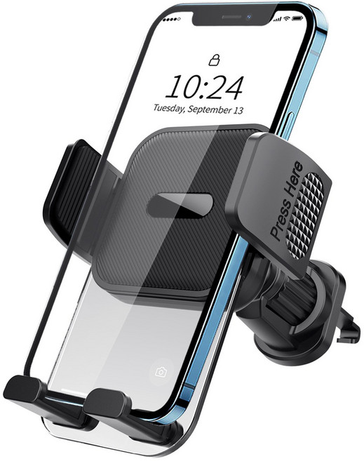 정원전산 차량용 핸드폰 거치대 송풍구형, 블랙, 1개