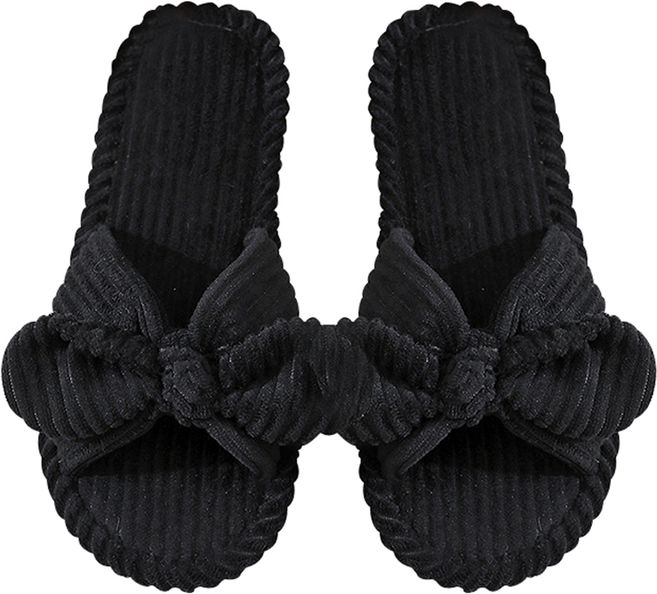 에버하우스 코르덴 리본 슬리퍼 실내화, 블랙, 1개