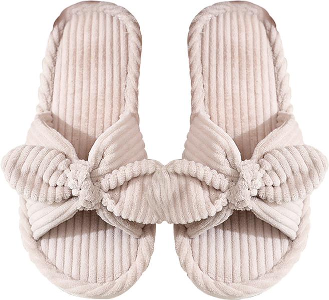 에버하우스 코르덴 리본 슬리퍼 실내화, 아이보리, 1개