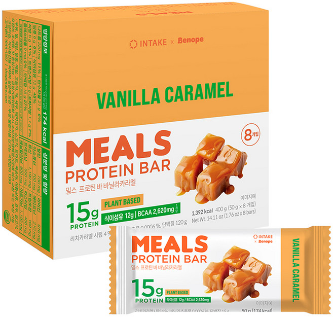 인테이크 밀스 프로틴 바 바닐라카라멜, 400g, 1개