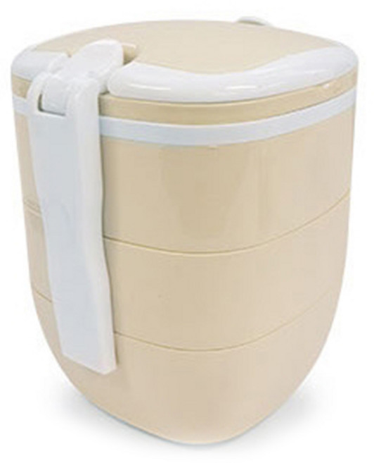 플라팜 캔디 찬합 3단 도시락통, 아이보리, 1개