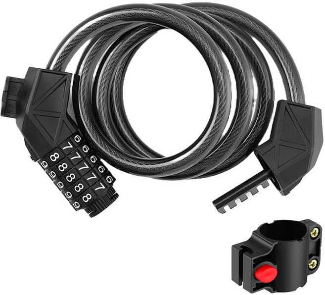 픽센드 5단 번호키 자전거 잠금장치, 블랙, 1개