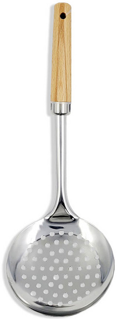 글로벌티엔티 우드 손잡이 스테인레스 면 건지기 국자, 1개, 혼합색상