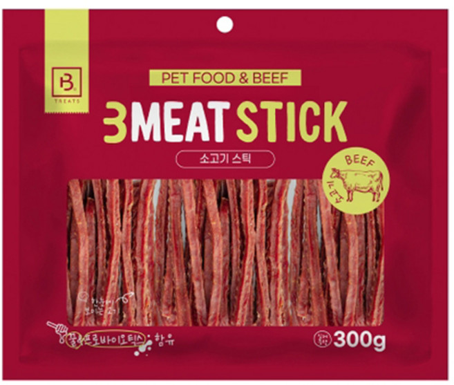 브리더랩 강아지 3미트 육포스틱, 소고기, 1개, 300g