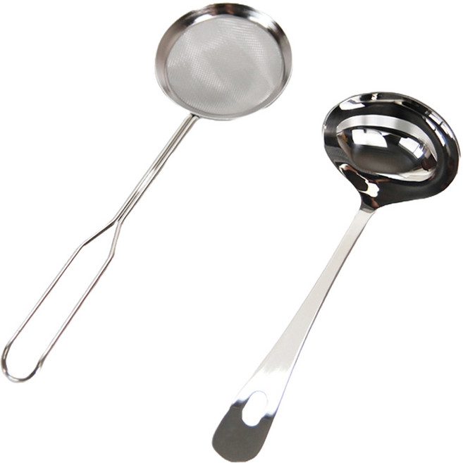리빙글로리 쿠킹랜드 소스국자 + 거품 거름망, 실버, 1세트