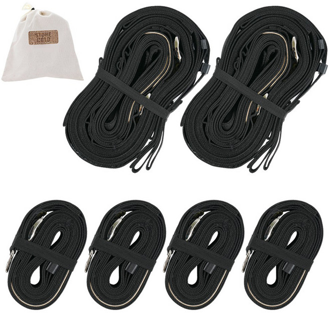 스톤콜드 캠핑타프 웨빙스트랩 메인2개 + 보조4개 + 파우치1개, 블랙