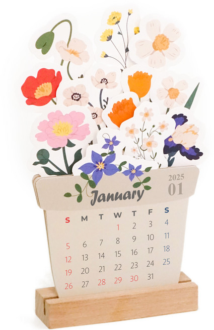 Mellow Story 2025 綻放花盆迷你桌曆, 混合色