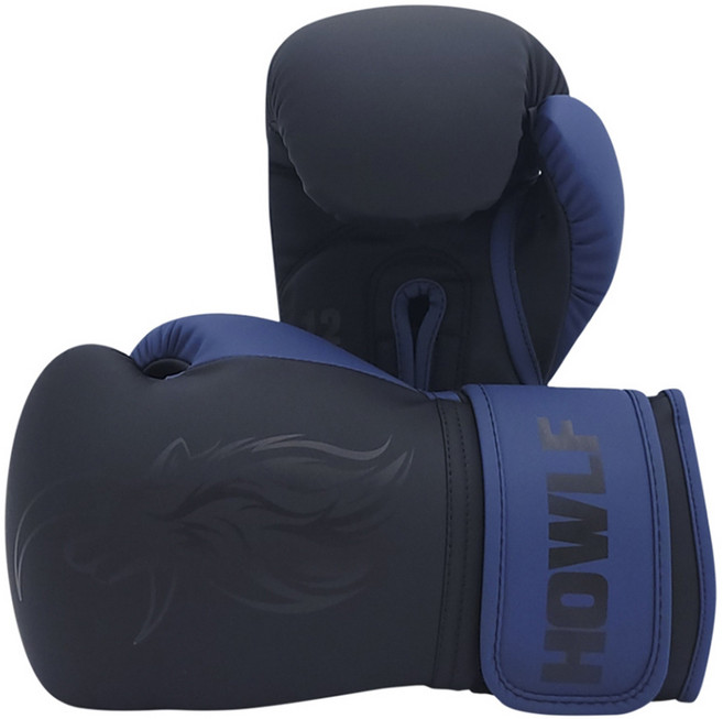 하울프 아테나 복싱 글러브 양손착용, 무광 블랙 + 딥 블루, 1세트