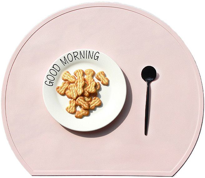 헬로젬 북유럽 반원형 실리콘 테이블 매트, 라이트핑크, 38 x 33 cm, 1개