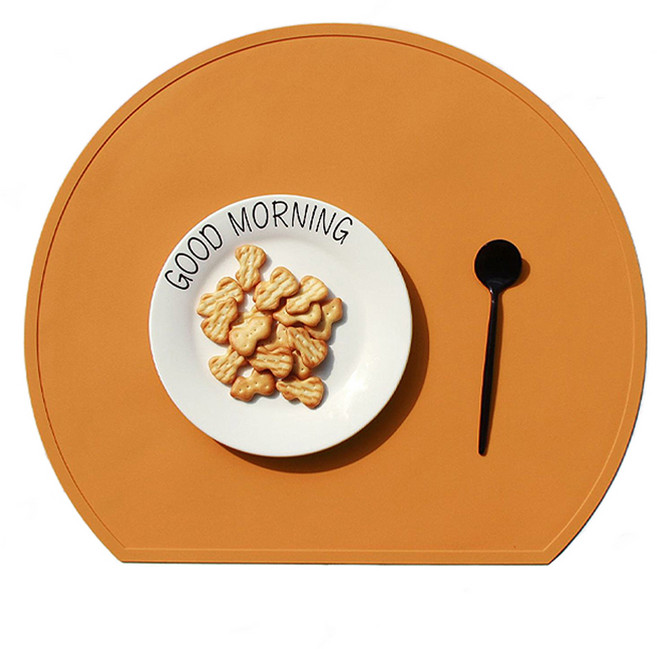 헬로젬 북유럽 반원형 실리콘 테이블 매트, 오렌지, 38 x 33 cm, 1개