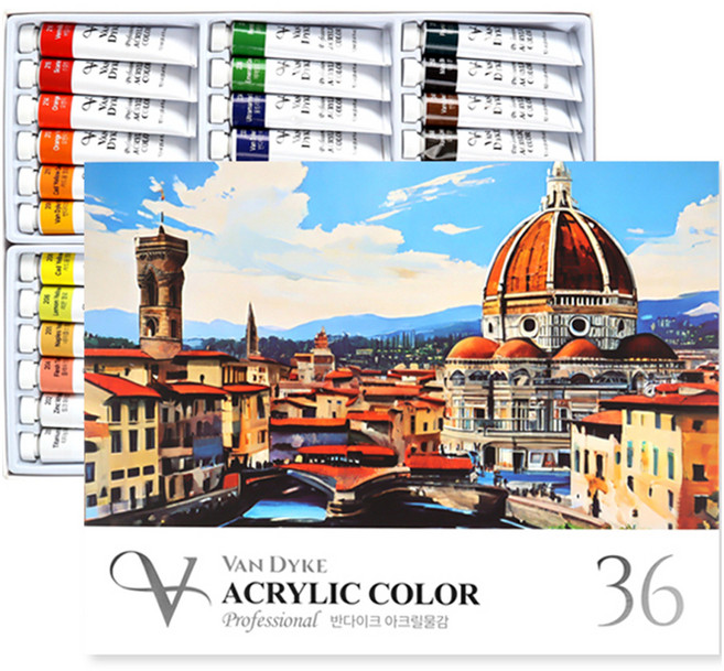 반다이크 전문가용 아크릴 물감 세트, 12ml, 36색