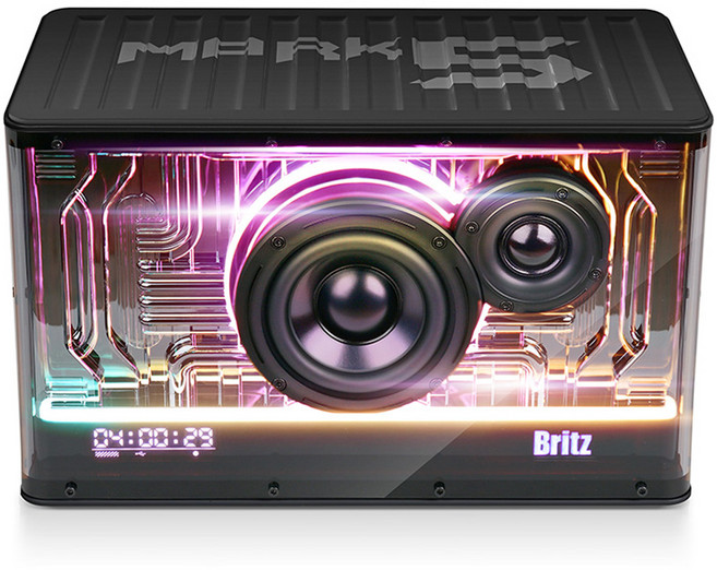 브리츠 블루투스 5.3 Hi-Res 스피커 RGB LED, BR-MARK5, 블랙
