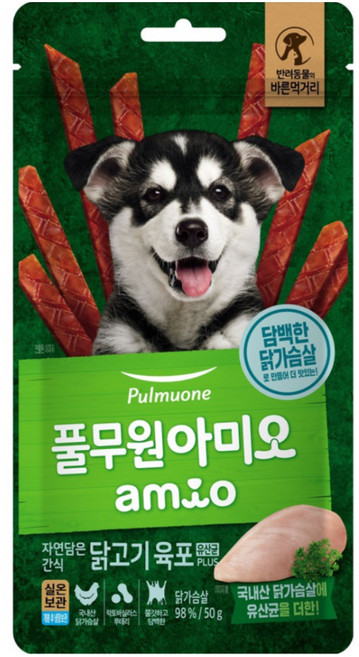 풀무원아미오 강아지 자연담은 간식 육포 유산균 PLUS, 닭가슴살, 50g, 1개