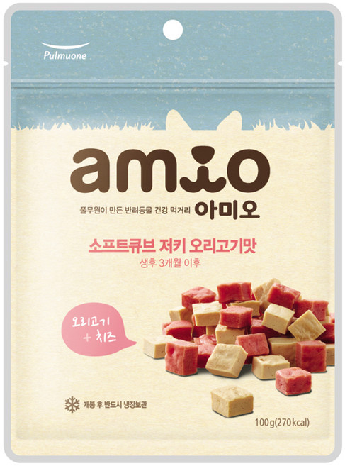 풀무원아미오 강아지 소프트 큐브 저키, 오리고기, 100g, 1개