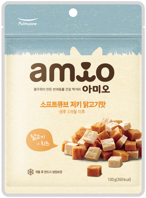풀무원아미오 강아지 소프트 큐브 저키, 닭고기, 100g, 1개