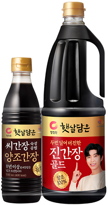 청정원 햇살담은 두번 달여 더 진한 진간장 골드 1.7L + 씨간장 골드 500ml 세트, 1세트