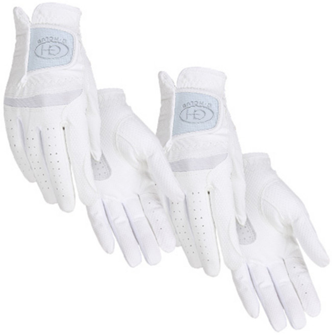GHCLUB 여성용 양피 골프장갑 양손착용 세트, 화이트, 2세트