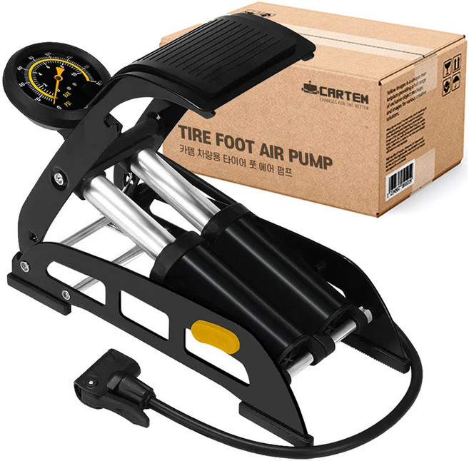 카템 차량용 타이어 풋 에어 펌프, 1개, 혼합색상
